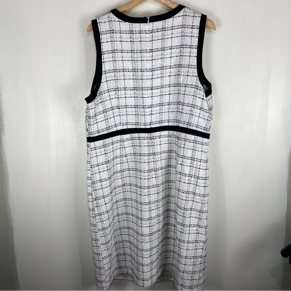 Liz Claiborne Tweed Plaid Window Pane Sleeveless Tank Top Midi Dress Size 16 - Picture 5 of 6